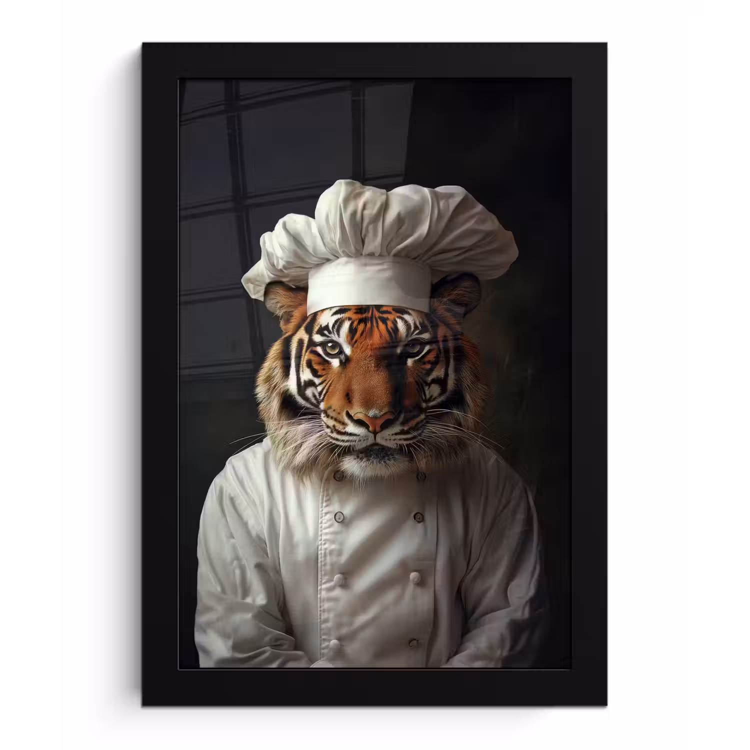 Tijger - Kokskleding - Bruin fotolijst zwart zonder passe partout klein -3d