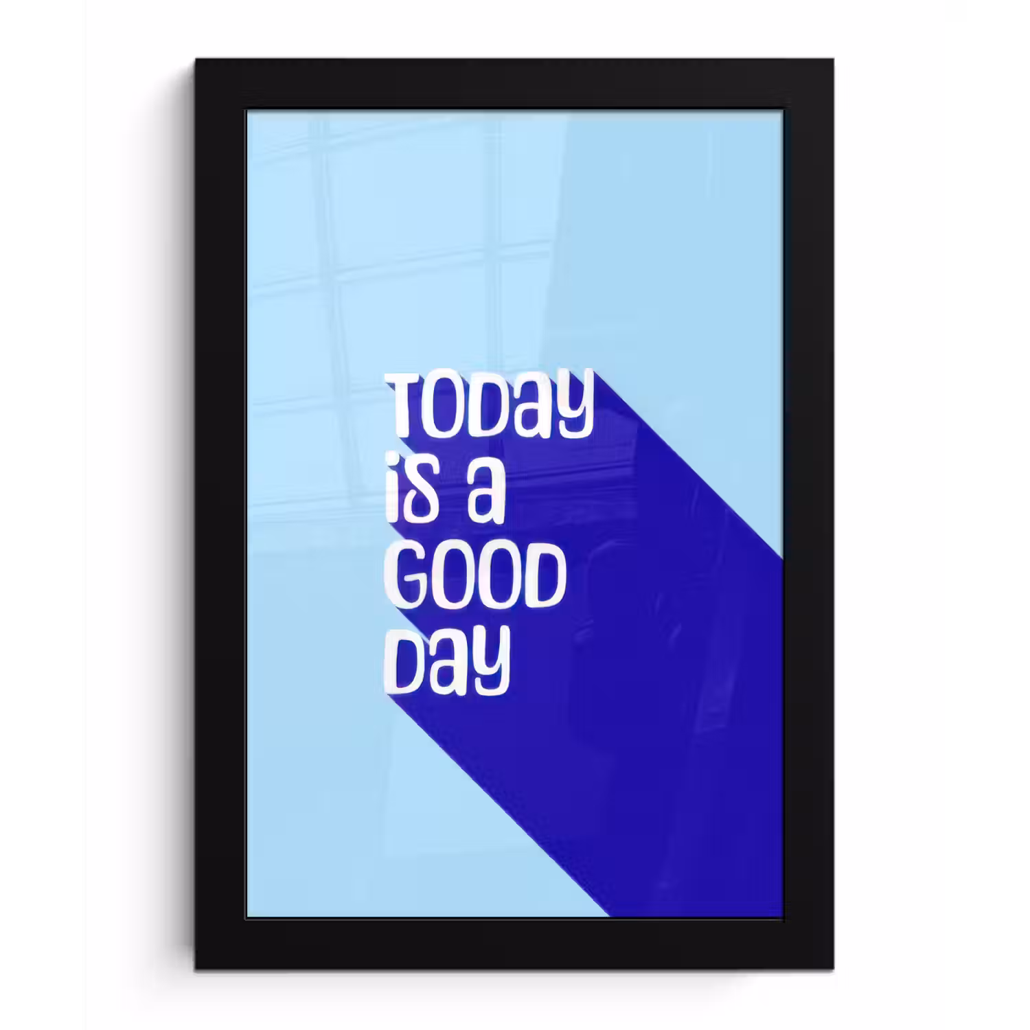 Today is a good day - Blauw - Schaduw fotolijst zwart zonder passe partout klein -3d
