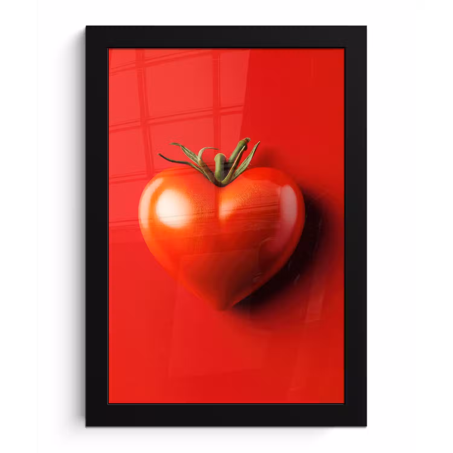 Tomaat - Rood - Hart fotolijst zwart zonder passe partout klein -3d