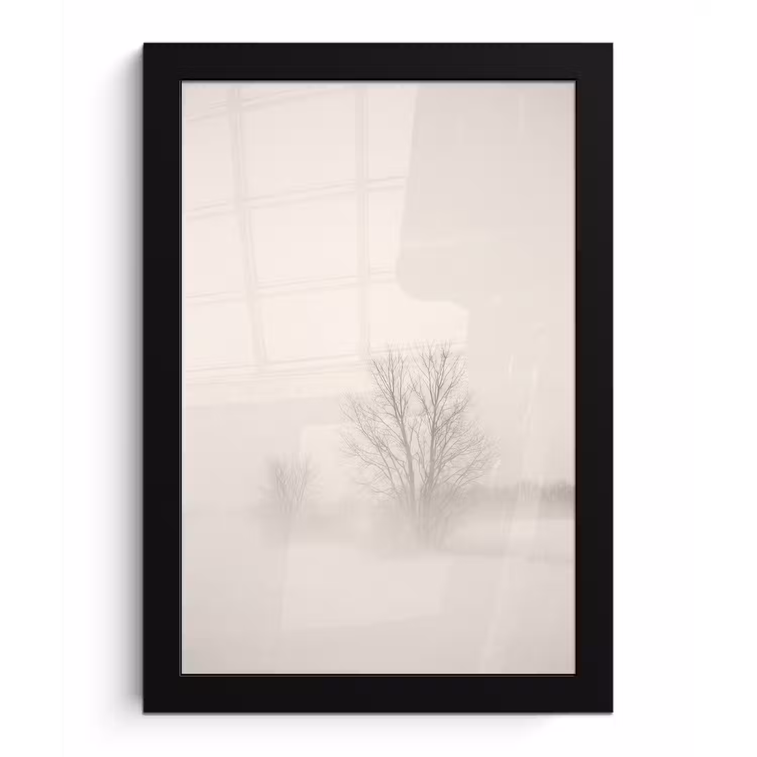 Boom - Mist - Sneeuw - Winter - Minimalistisch fotolijst zwart zonder passe partout klein -3d