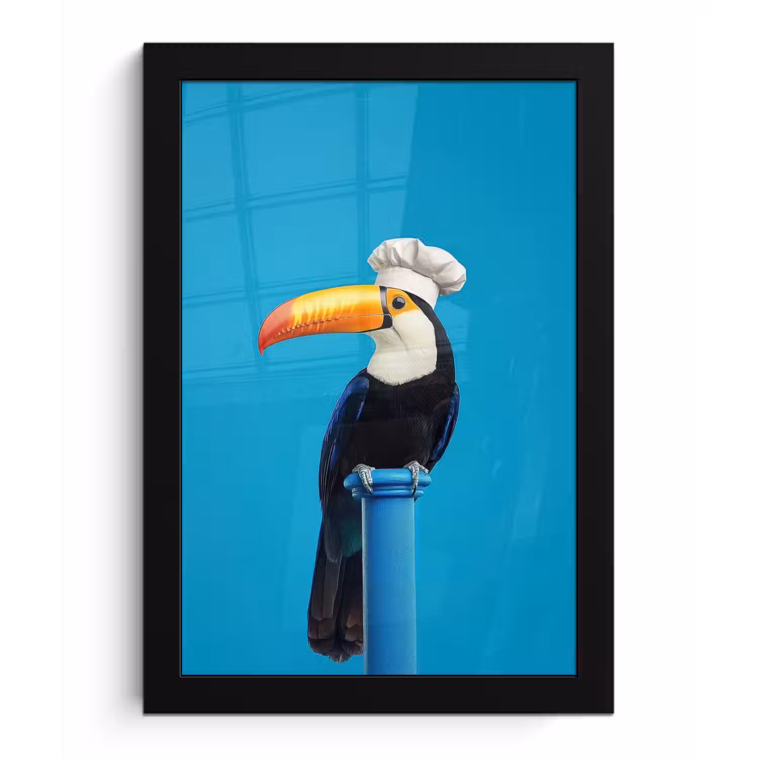 Tucan - Sokkel - Vogel - Koksmuts fotolijst zwart zonder passe partout klein -3d