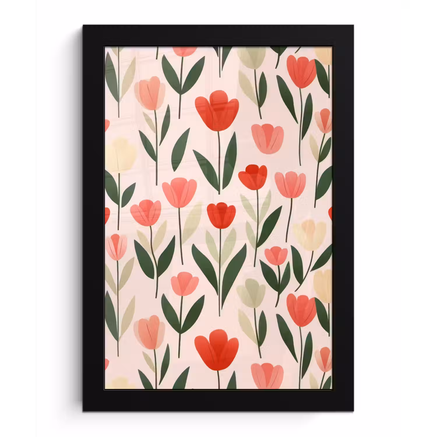 Tulpen - Modern - Roze fotolijst zwart zonder passe partout klein -3d