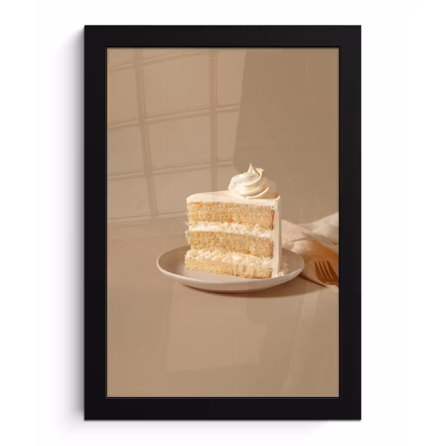 Vanilletaart - Cake - Romig fotolijst zwart zonder passe partout klein -3d