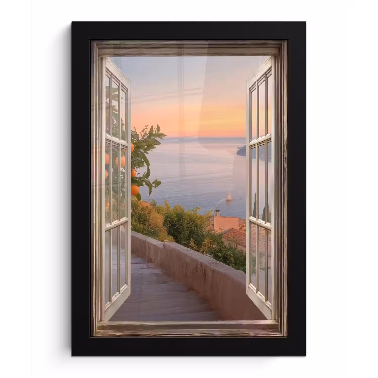 Doorkijk - Uitzicht - Meer - Landschap fotolijst zwart zonder passe partout klein -3d