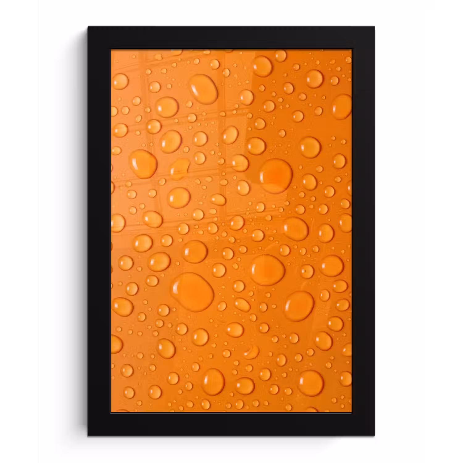 Water - Druppels - Oranje fotolijst zwart zonder passe partout klein -3d