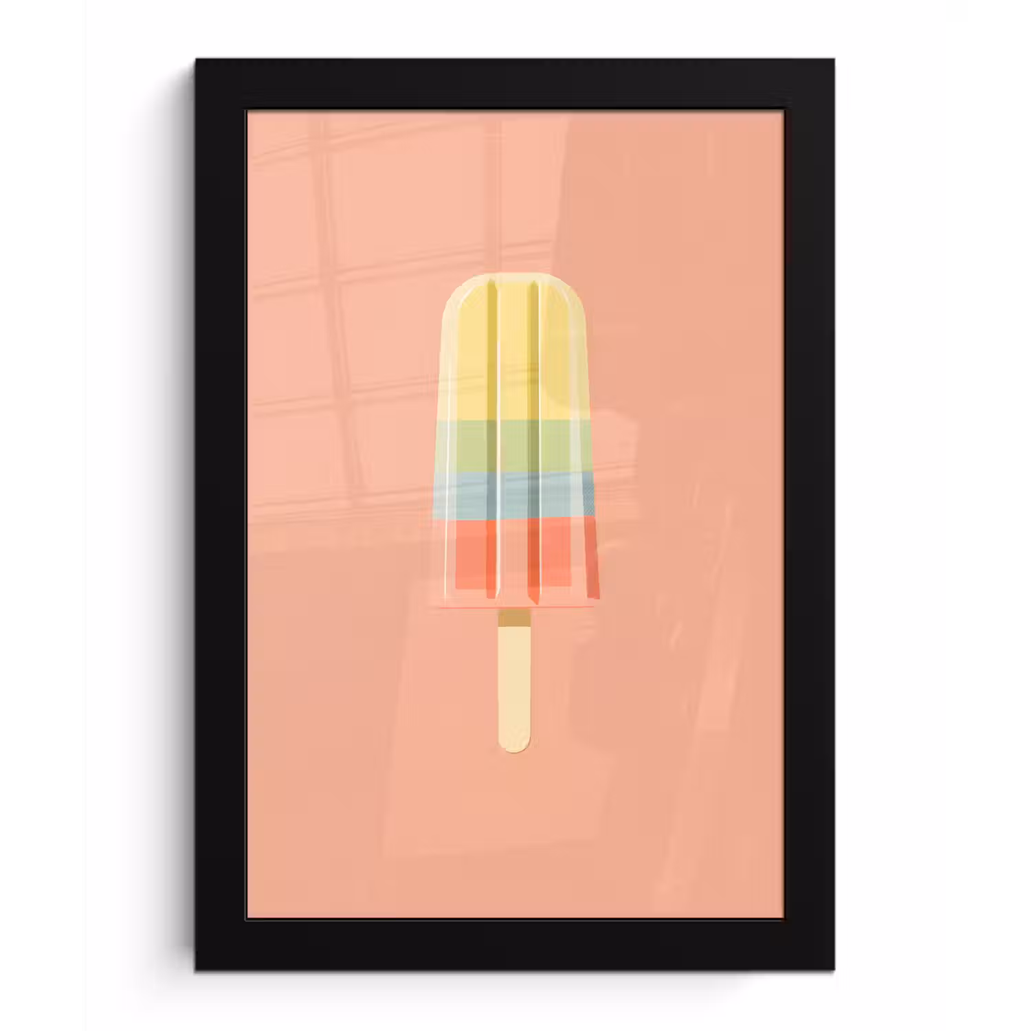 Waterijsje - Pasteltinten - Minimalistisch fotolijst zwart zonder passe partout klein -3d
