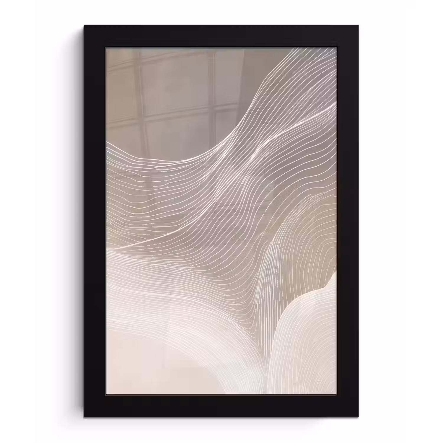 Golvende lijnen - Luchtstromen - Harmonieus fotolijst zwart zonder passe partout klein -3d
