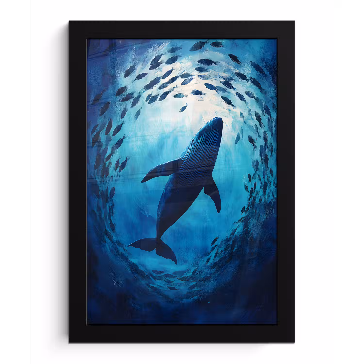 Walvis - Vissen - Donkerblauw fotolijst zwart zonder passe partout klein -3d