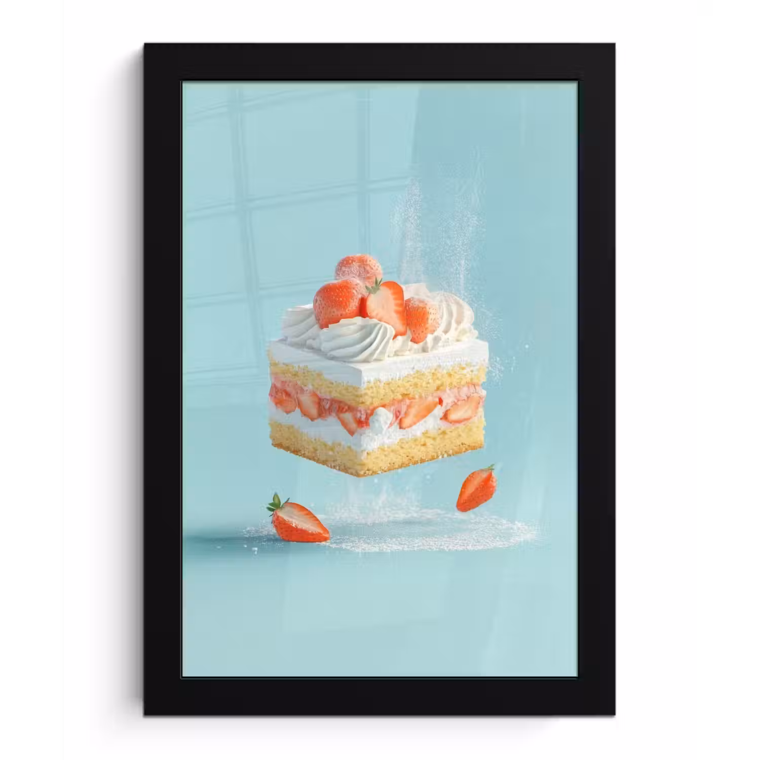 Slagroom - Taart - Blauw - Eten fotolijst zwart zonder passe partout klein -3d