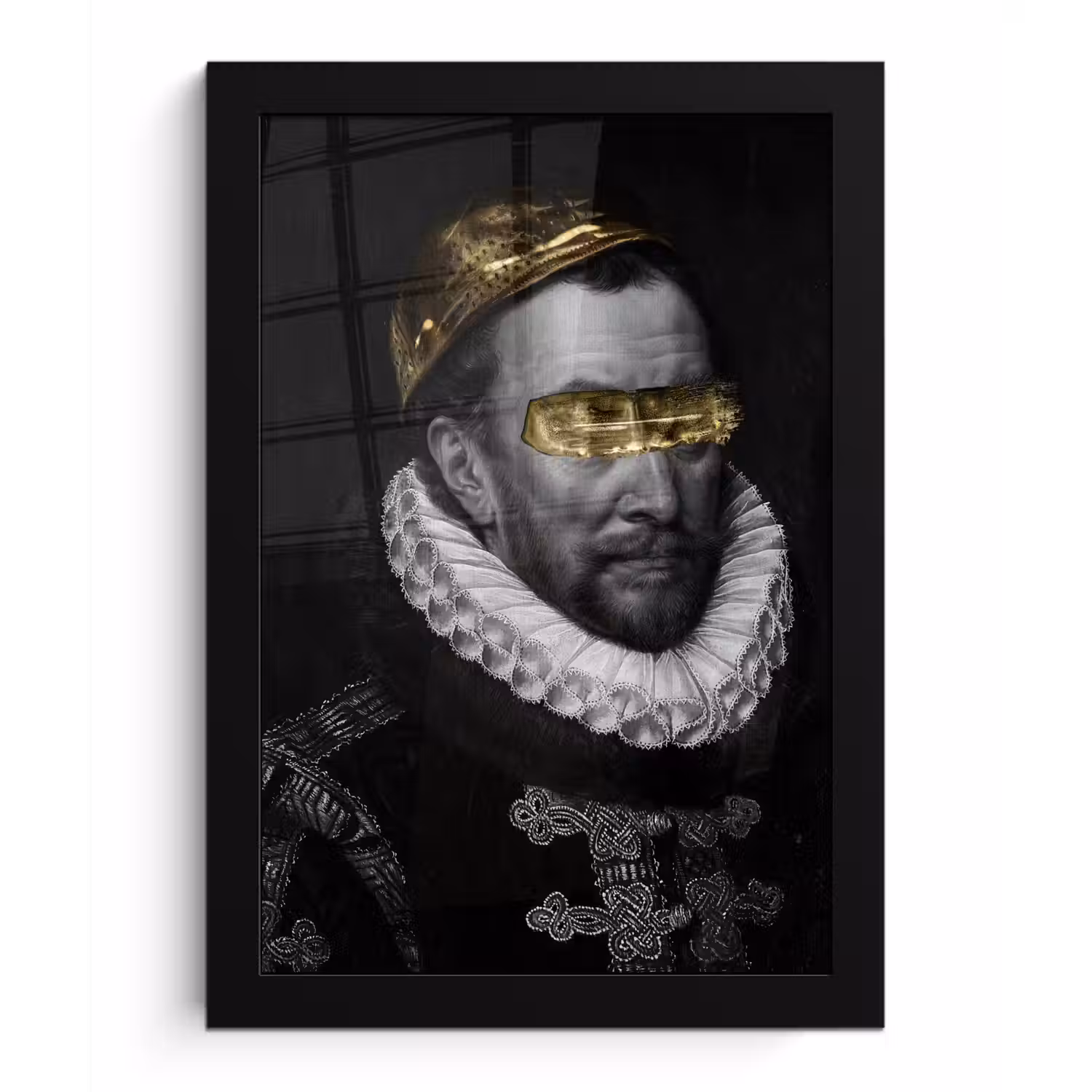 Willem van Oranje - Adriaen Thomasz - Zwart - Wit fotolijst zwart zonder passe partout klein -3d