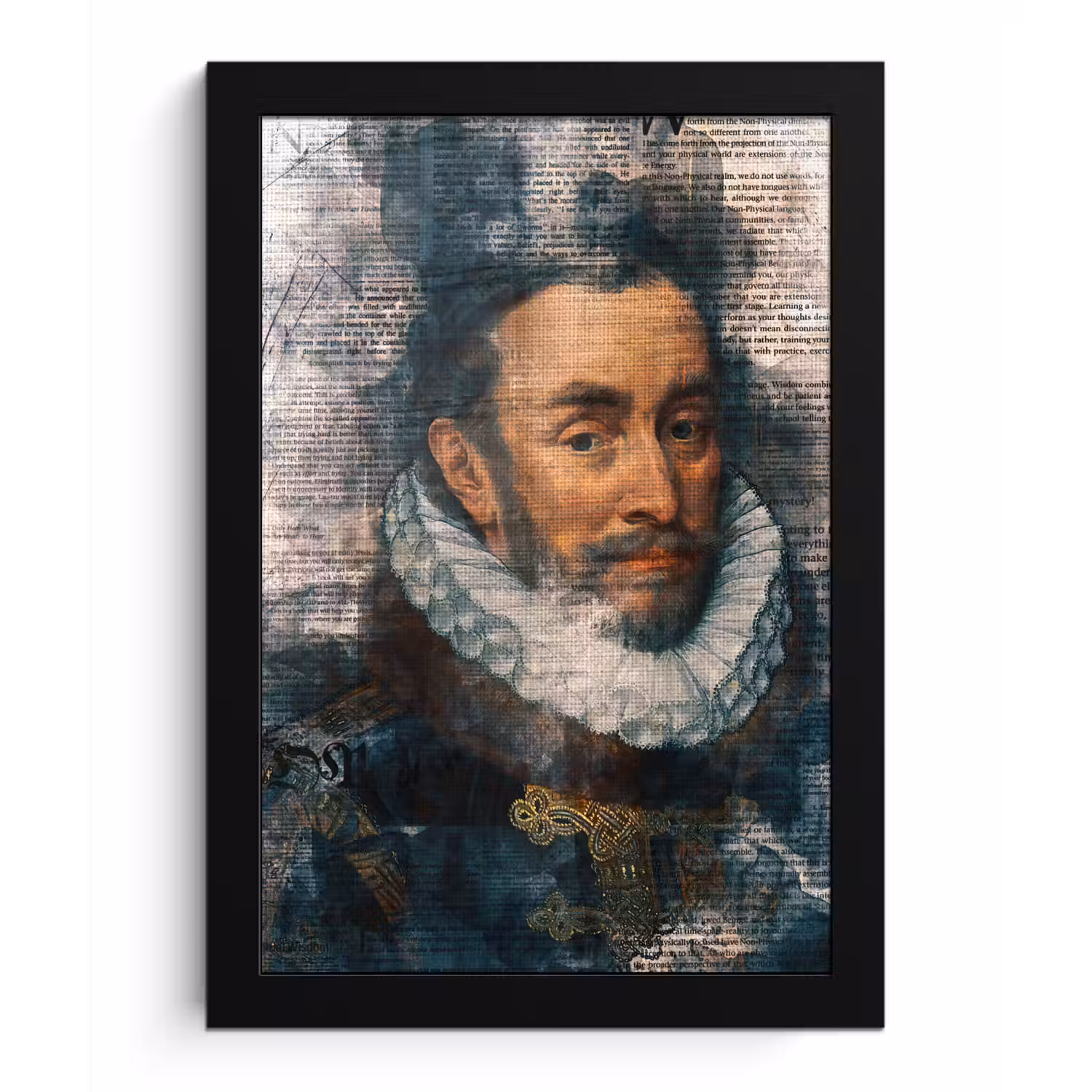 Willem van Oranje - Adriaen Thomasz - Krant fotolijst zwart zonder passe partout klein -3d