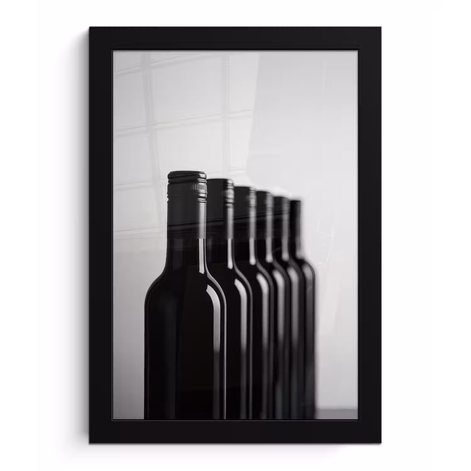 Wijnflessen - Zwart - Minimalistisch fotolijst zwart zonder passe partout klein -3d
