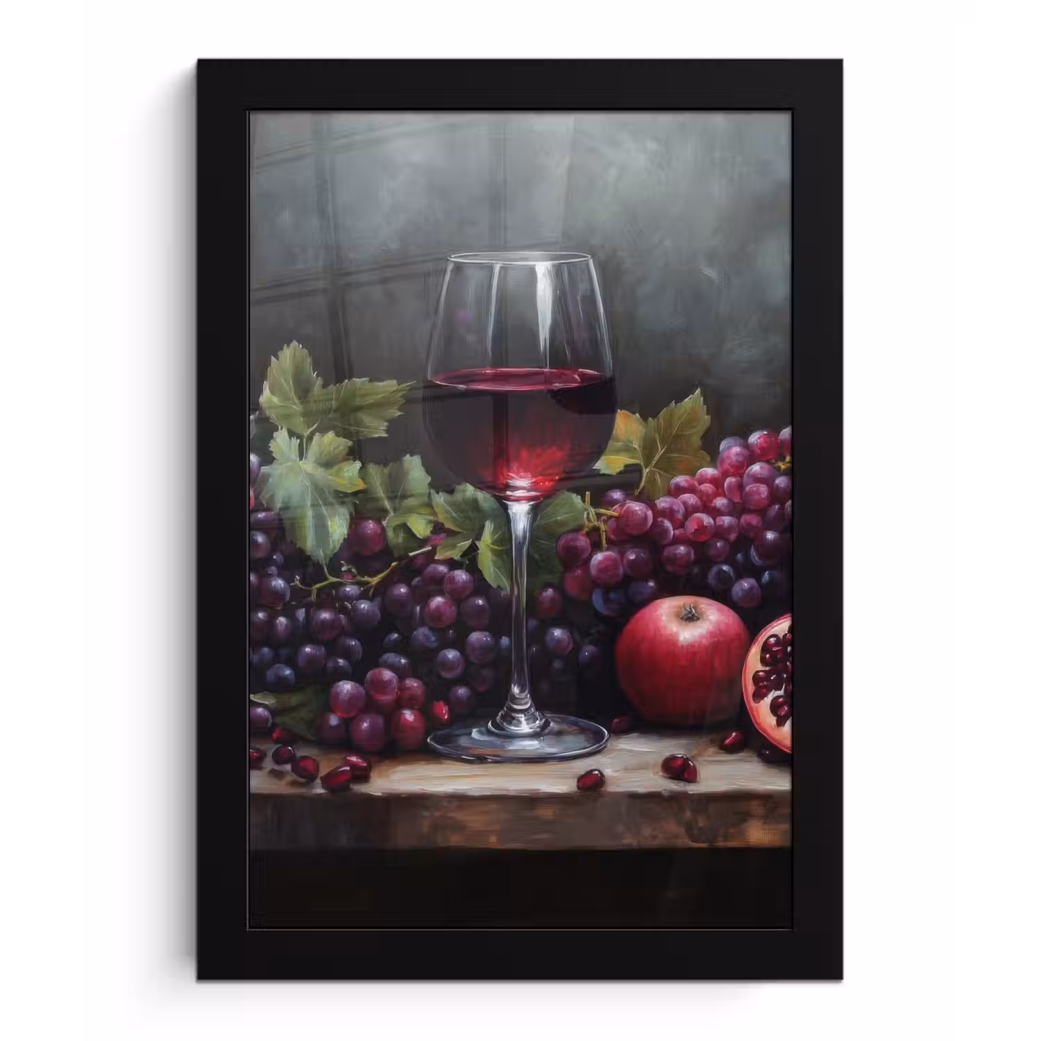 Wijn - Fruit - Stilleven fotolijst zwart zonder passe partout klein -3d