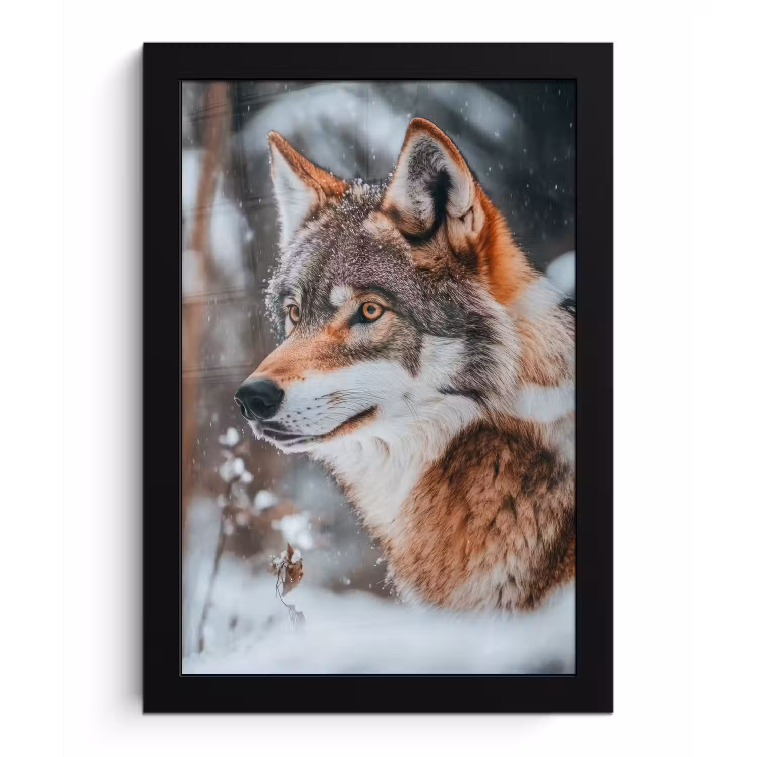 Wolf - Sneeuw - Winter - Dieren - Natuur - Sneeuw fotolijst zwart zonder passe partout klein -3d