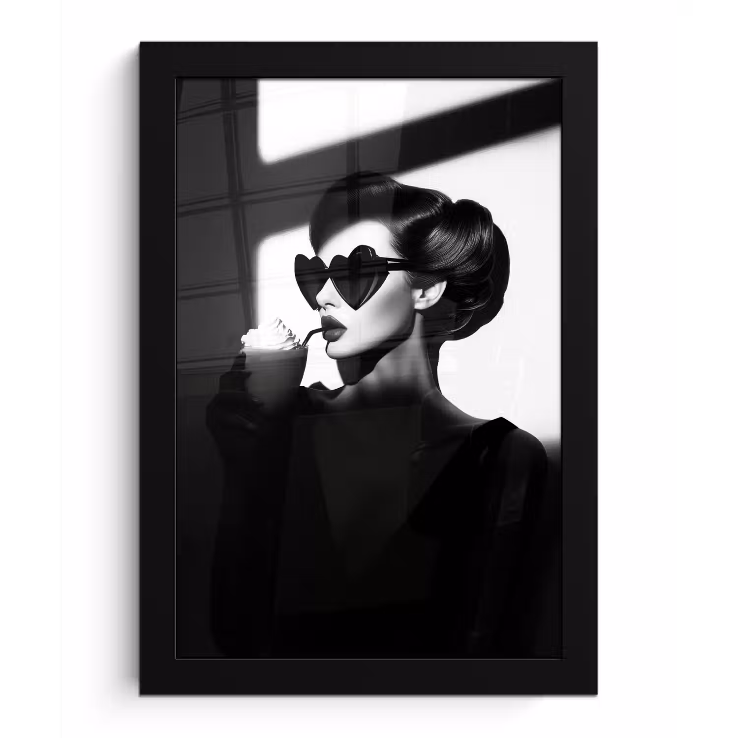 Vrouw - Zwart - Hart fotolijst zwart zonder passe partout klein -3d