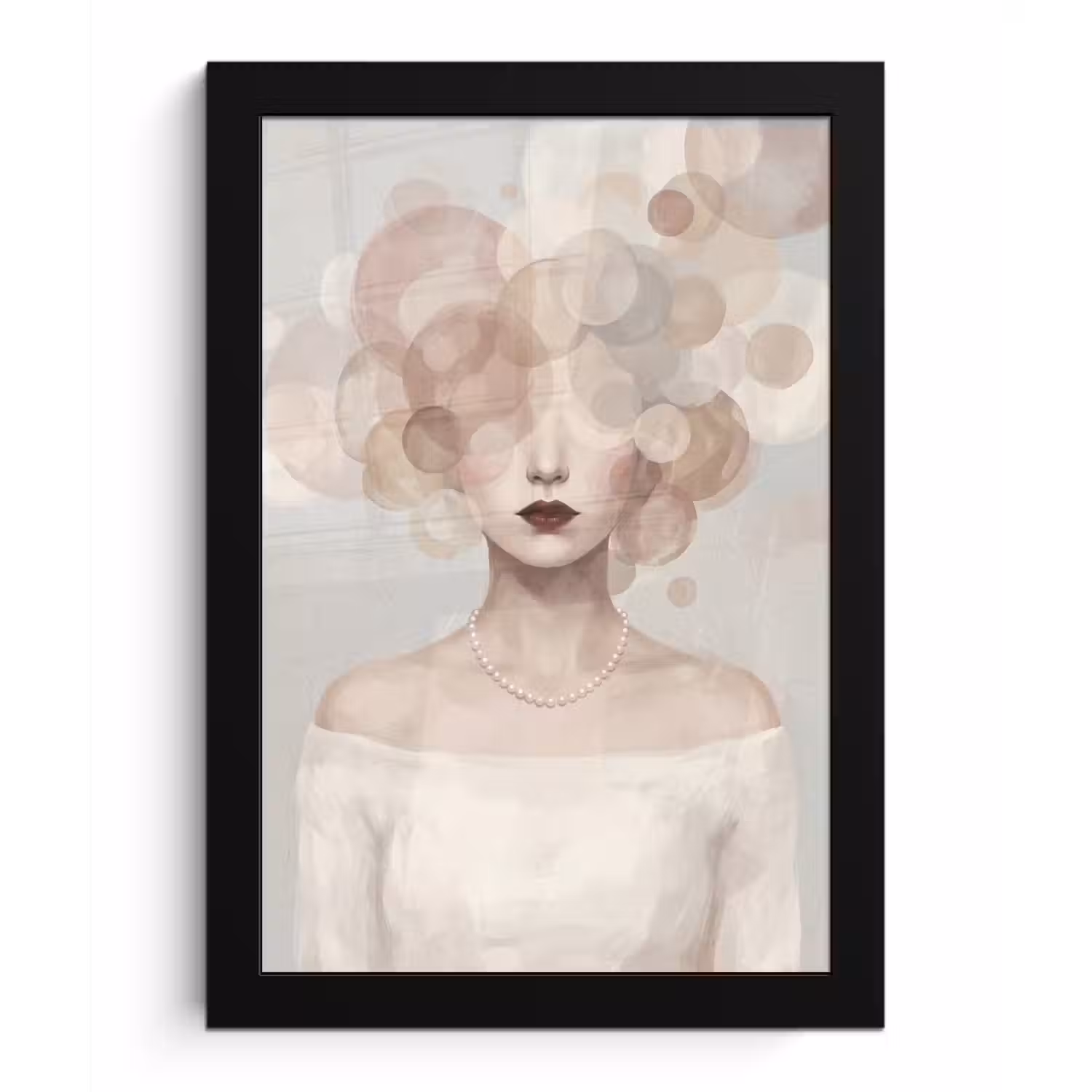 Vrouw - Cirkels - Beige fotolijst zwart zonder passe partout klein -3d
