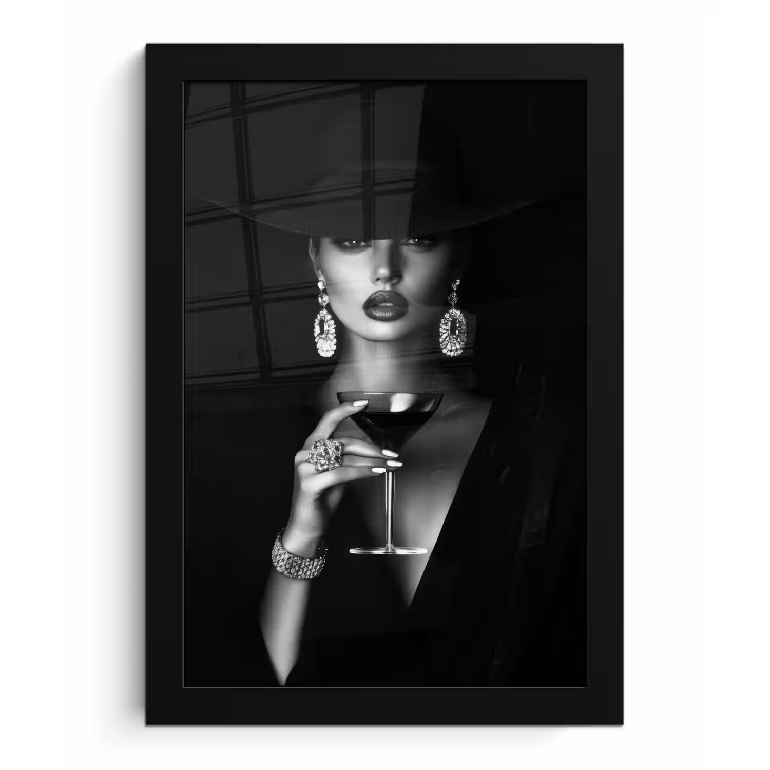 Vrouw - Cocktail - Chic fotolijst zwart zonder passe partout klein -3d