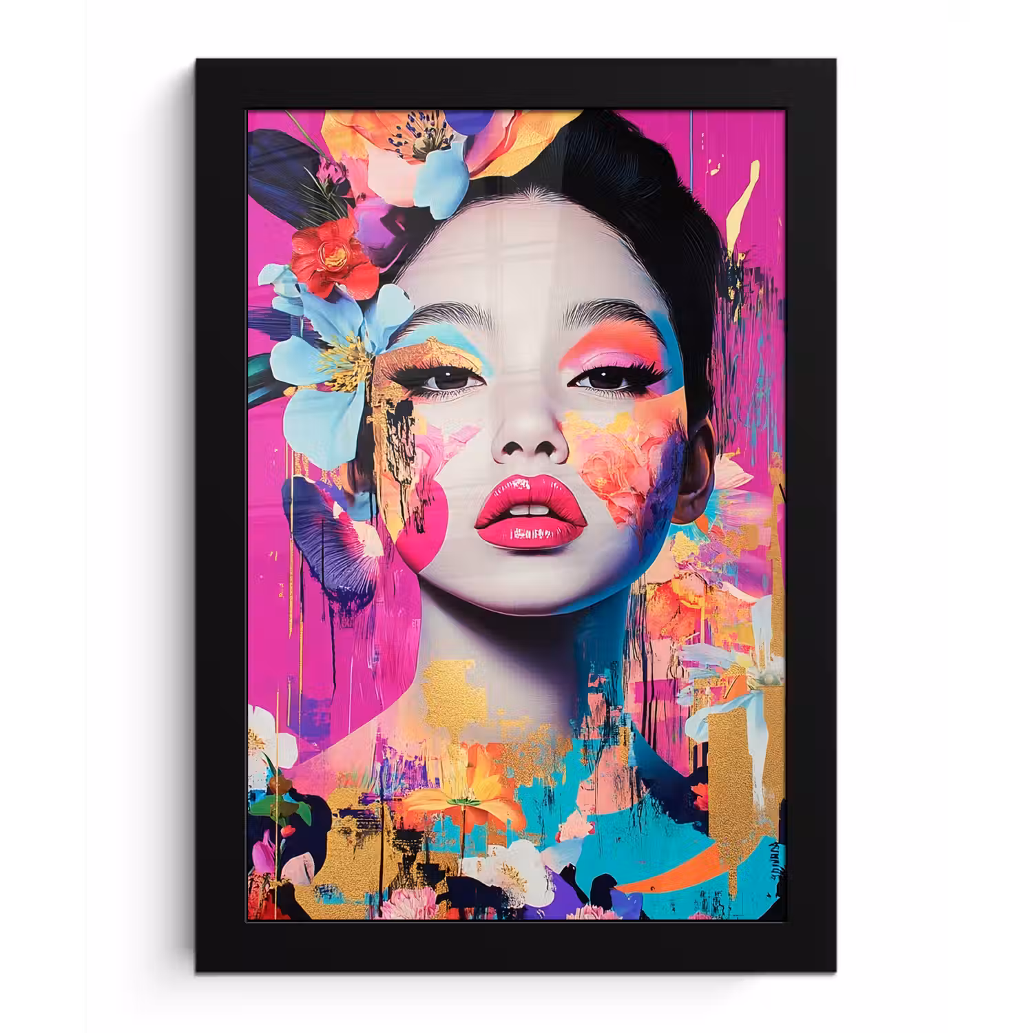 Vrouw - Portret - Abstract - Paars fotolijst zwart zonder passe partout klein -3d
