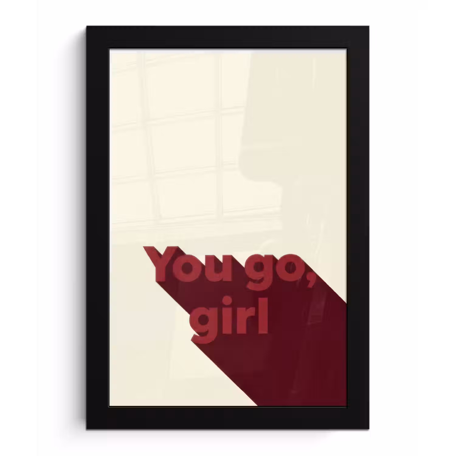 you go girl - 3D - Rood fotolijst zwart zonder passe partout klein -3d