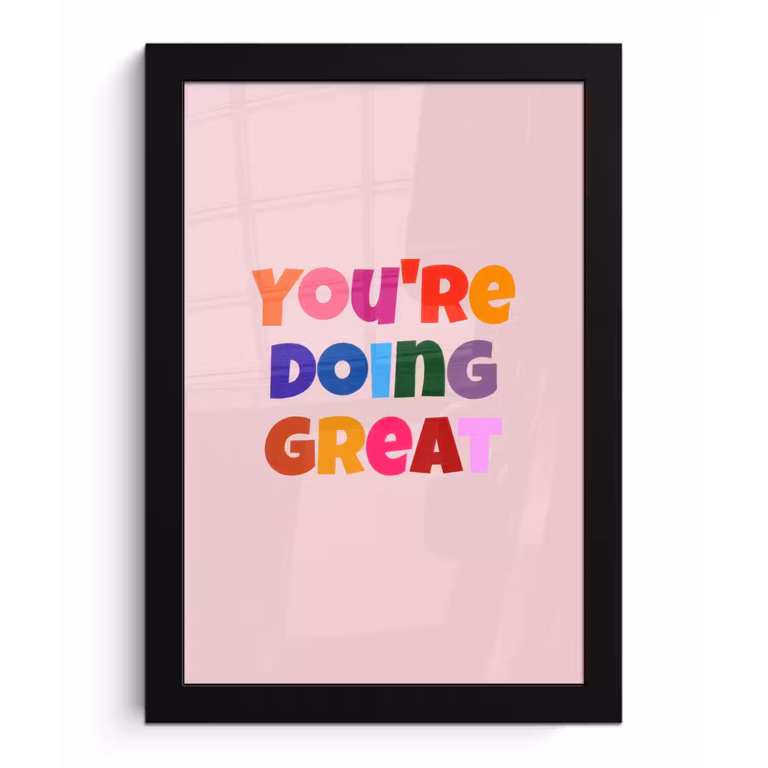 You're doing great - Roze - Kleurrijk fotolijst zwart zonder passe partout klein -3d