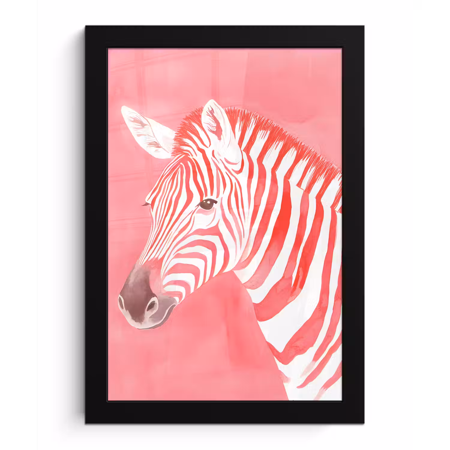 Zebra - Pink - Verf fotolijst zwart zonder passe partout klein -3d