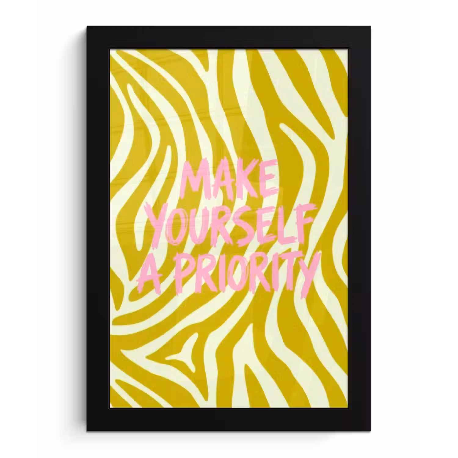 Zebraprint - Priority - Roze fotolijst zwart zonder passe partout klein -3d