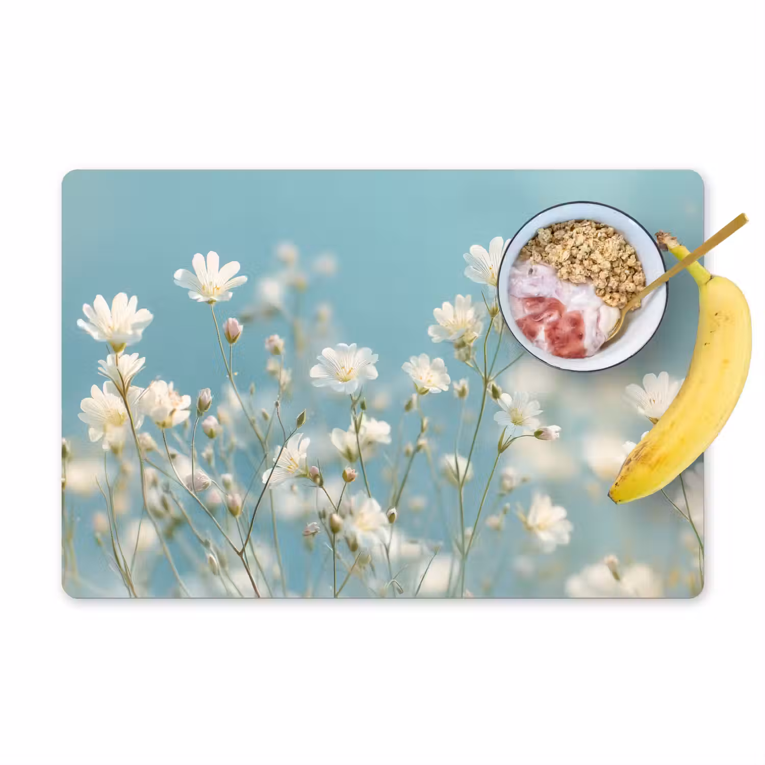 Stengels - Bloemen - Lucht - Wit Placemat vinyl groot -zzzproduct_Kitchenyeah-website