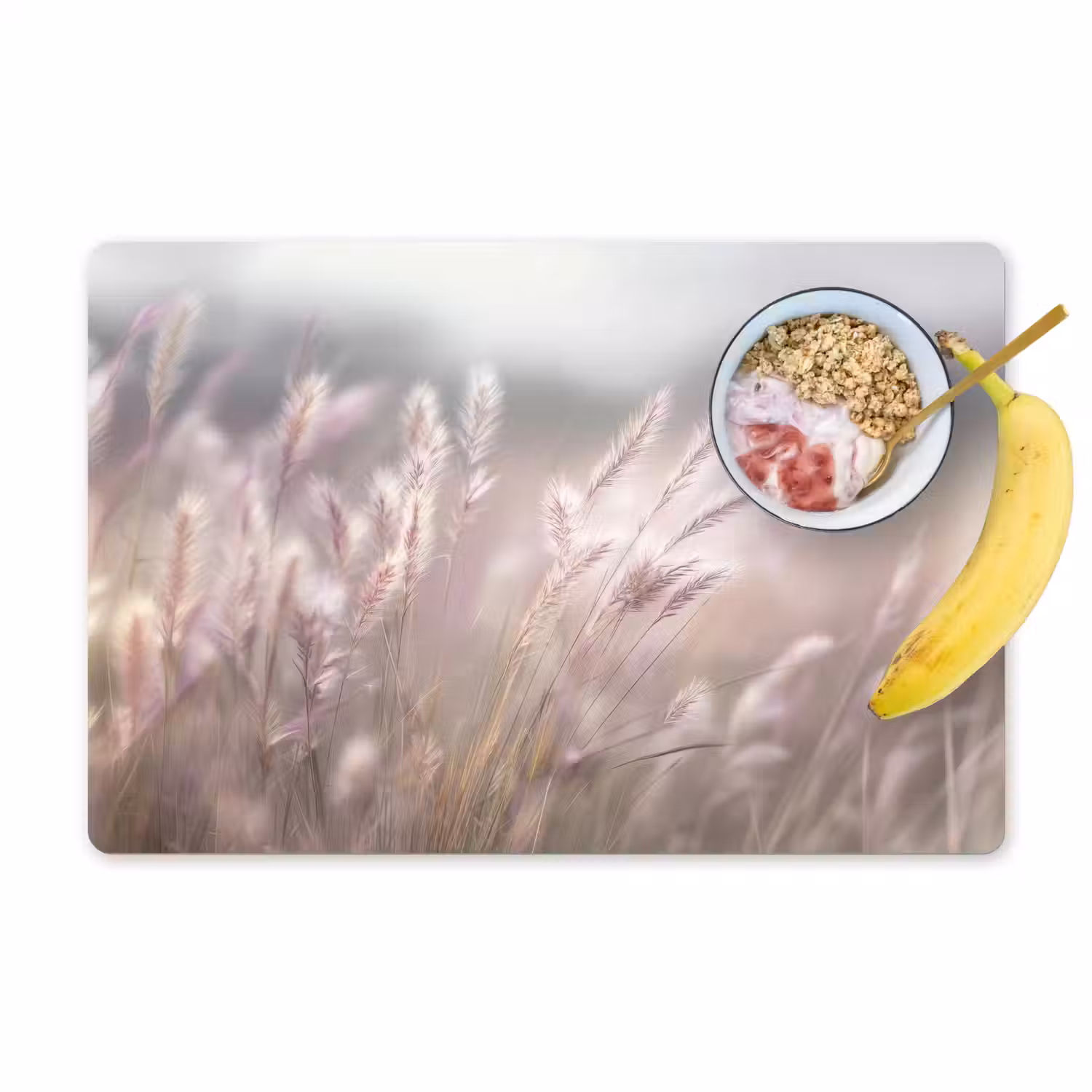 Graspluimen - Wind - Beige - Mistig Placemat vinyl groot -zzzproduct_Kitchenyeah-website