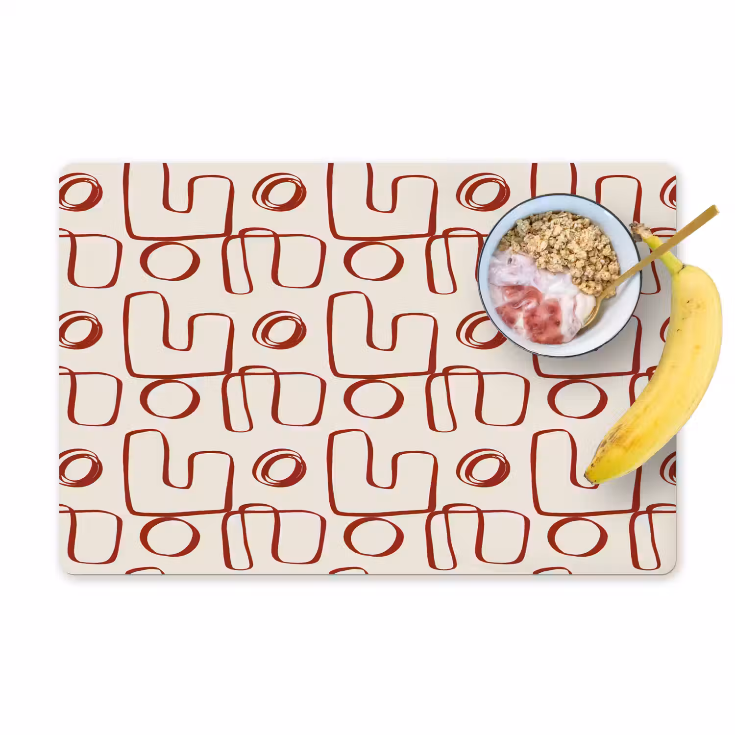 Abstract - Patroon - Beige - Rood Placemat vinyl groot 368 -zzzproduct_Kitchenyeah-website