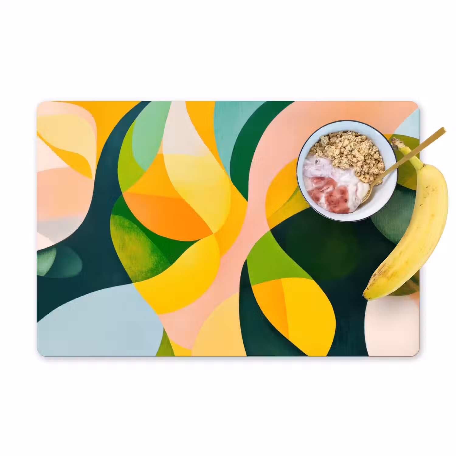 Abstract - Geel - Roze - Groen Placemat vinyl groot -zzzproduct_Kitchenyeah-website