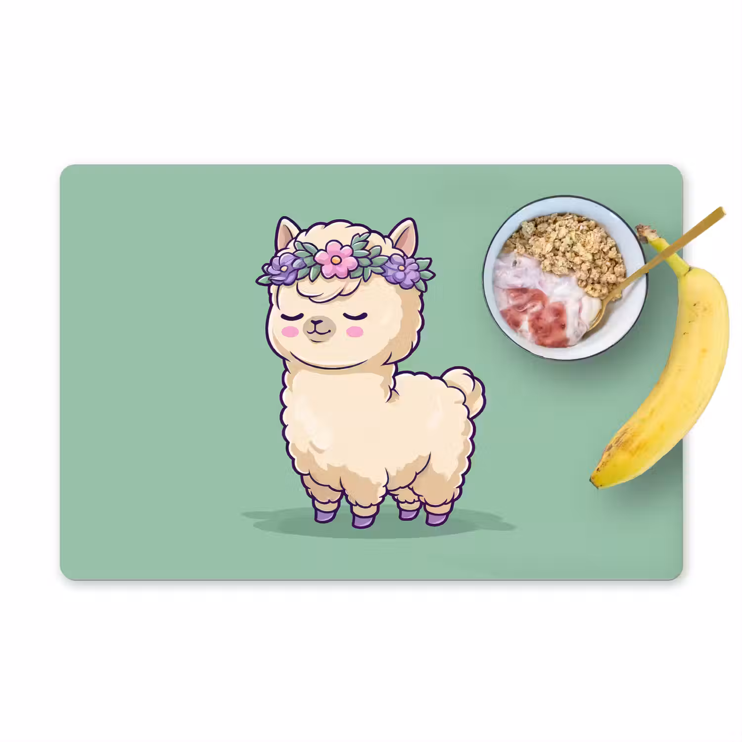 Alpaca - Groen - Bloemendiadeem Placemat vinyl groot -zzzproduct_Kitchenyeah-website
