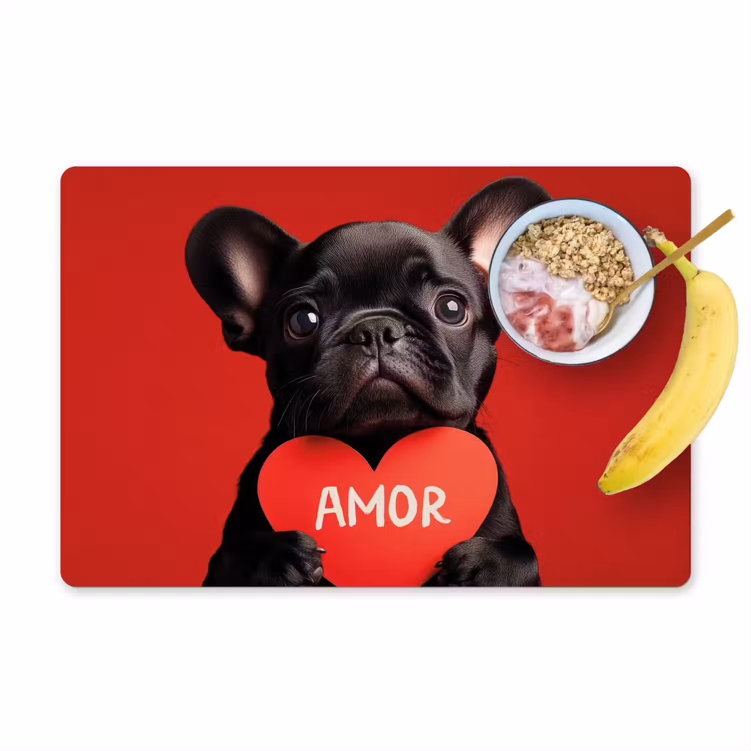 Amor - Hond - Hartje - Rood Placemat vinyl groot -zzzproduct_Kitchenyeah-website