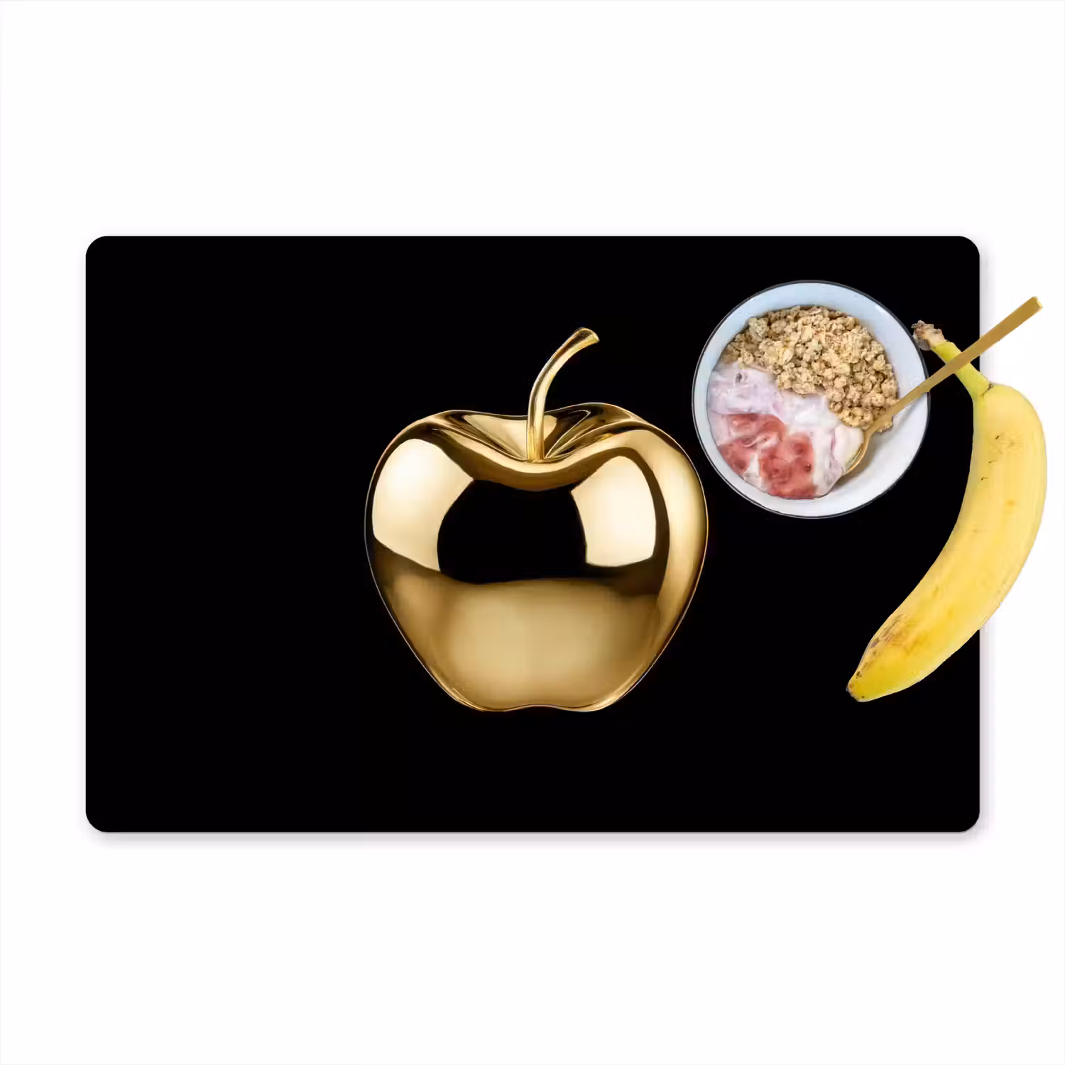 Appel - Goud - Chrome - Zwart Placemat vinyl groot -zzzproduct_Kitchenyeah-website