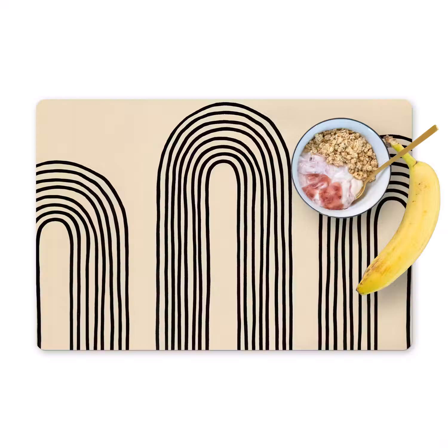 Boogvormen - Zwart - Strak Placemat vinyl groot -zzzproduct_Kitchenyeah-website