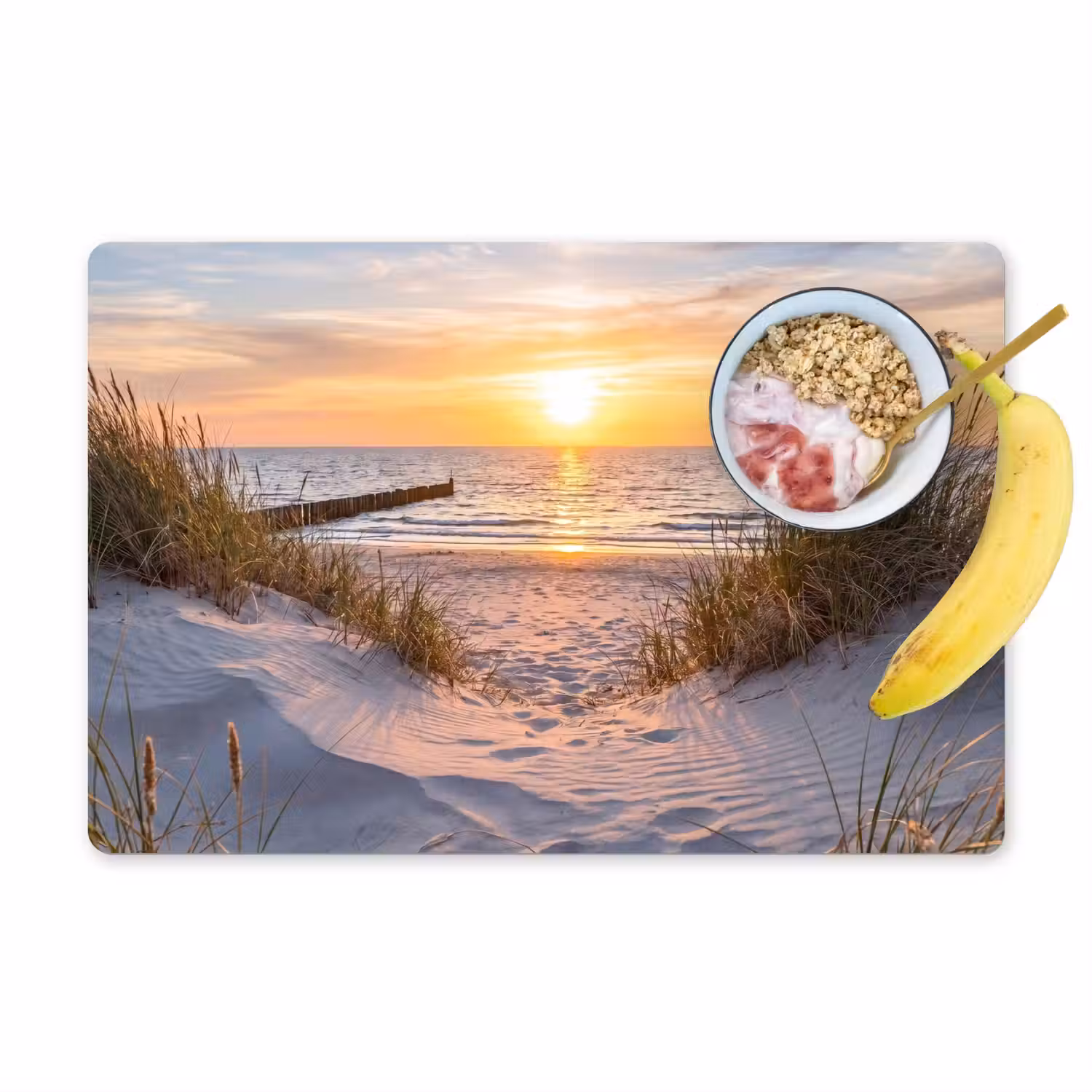Strand - Zonsondergang - Natuur - Landschap Placemat vinyl groot -zzzproduct_Kitchenyeah-website