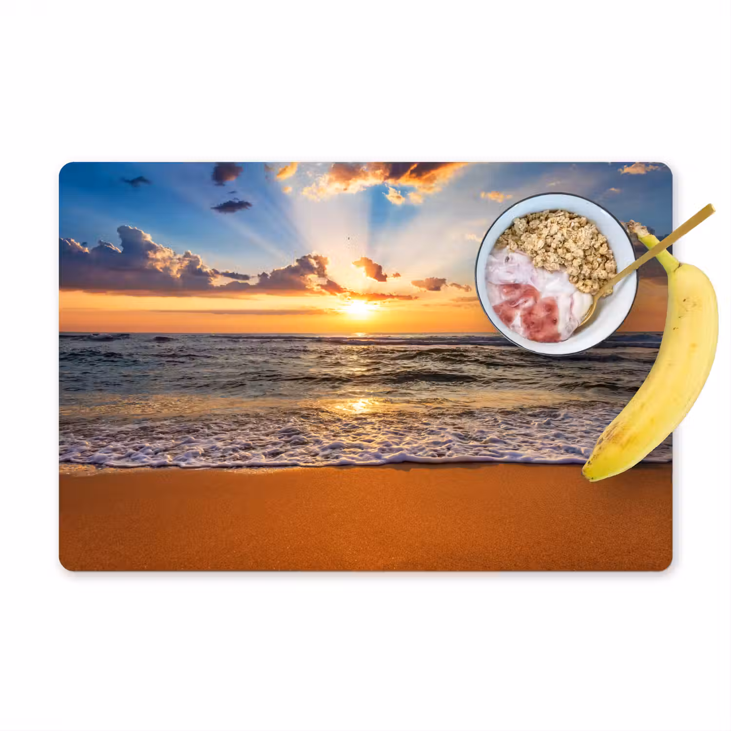 Strand - Zonsondergang - Zee - Wolken - Horizon Placemat vinyl groot -zzzproduct_Kitchenyeah-website