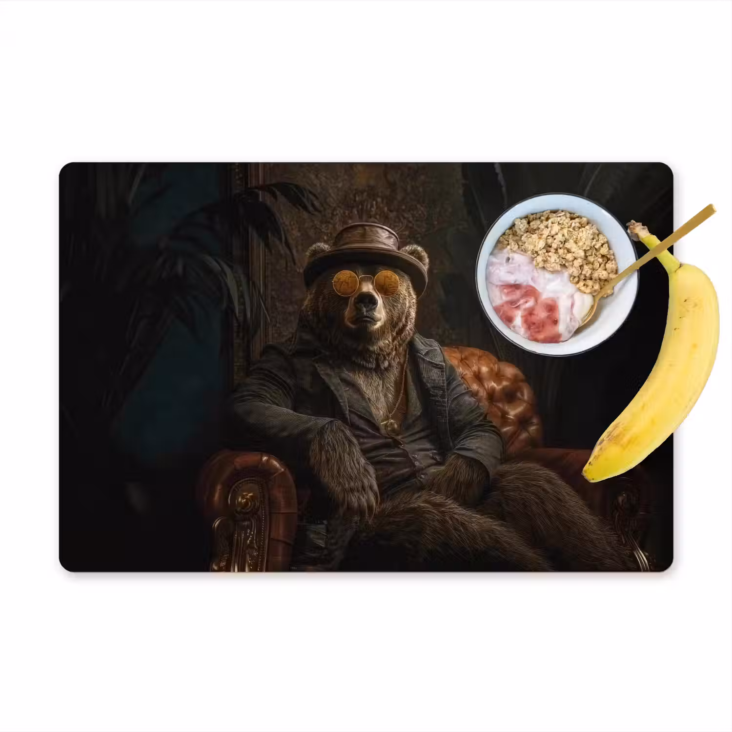 Beer - Bruin - Pak - Hoed Placemat vinyl groot -zzzproduct_Kitchenyeah-website