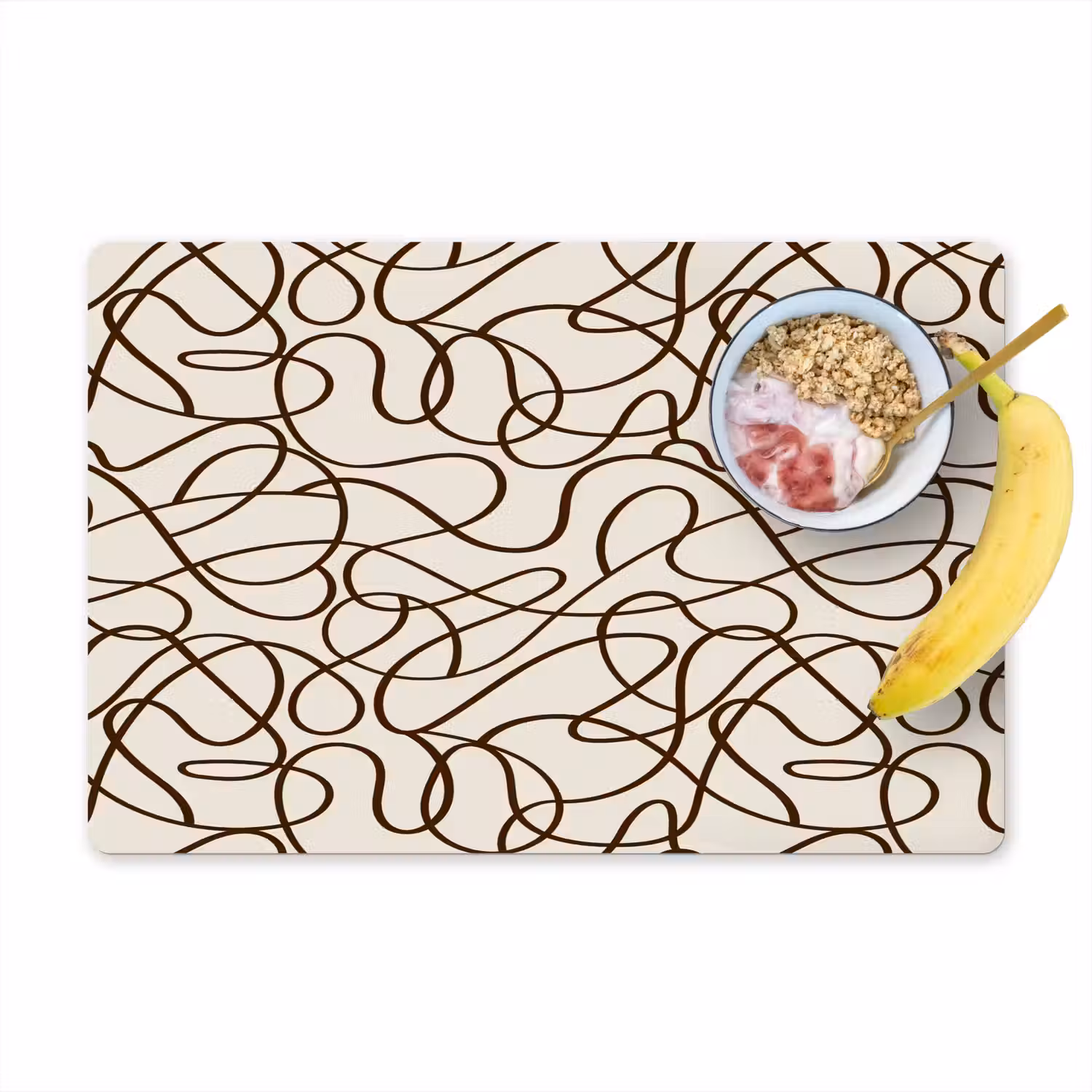 Beige - Lijnen - Donkerbruin Placemat vinyl groot 368 -zzzproduct_Kitchenyeah-website