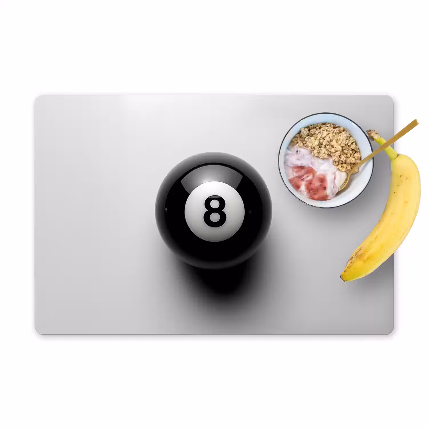Biljartbal - Getal - Acht - Wit Placemat vinyl groot -zzzproduct_Kitchenyeah-website