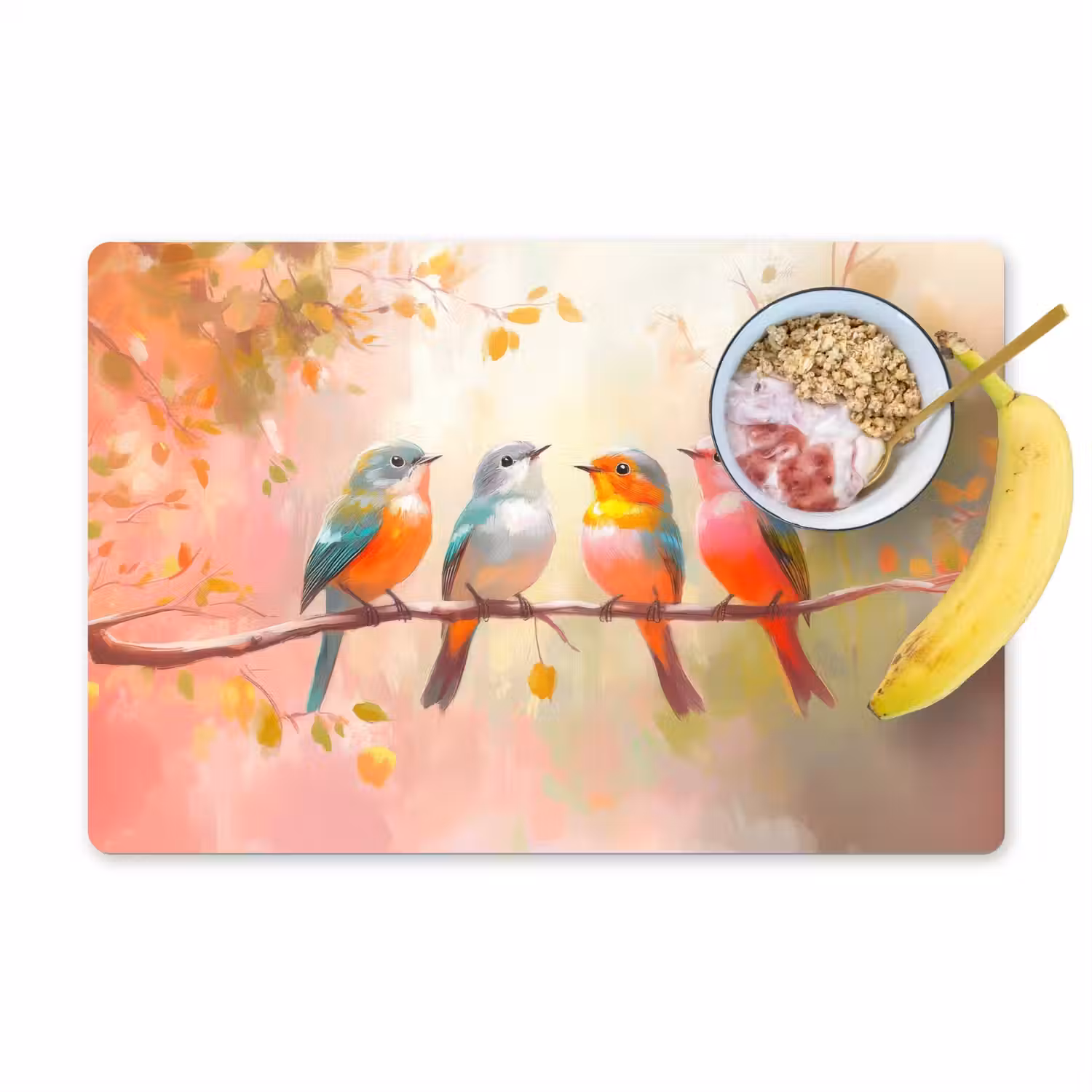 Vogels - Kleurrijk - Tak Placemat vinyl groot -zzzproduct_Kitchenyeah-website