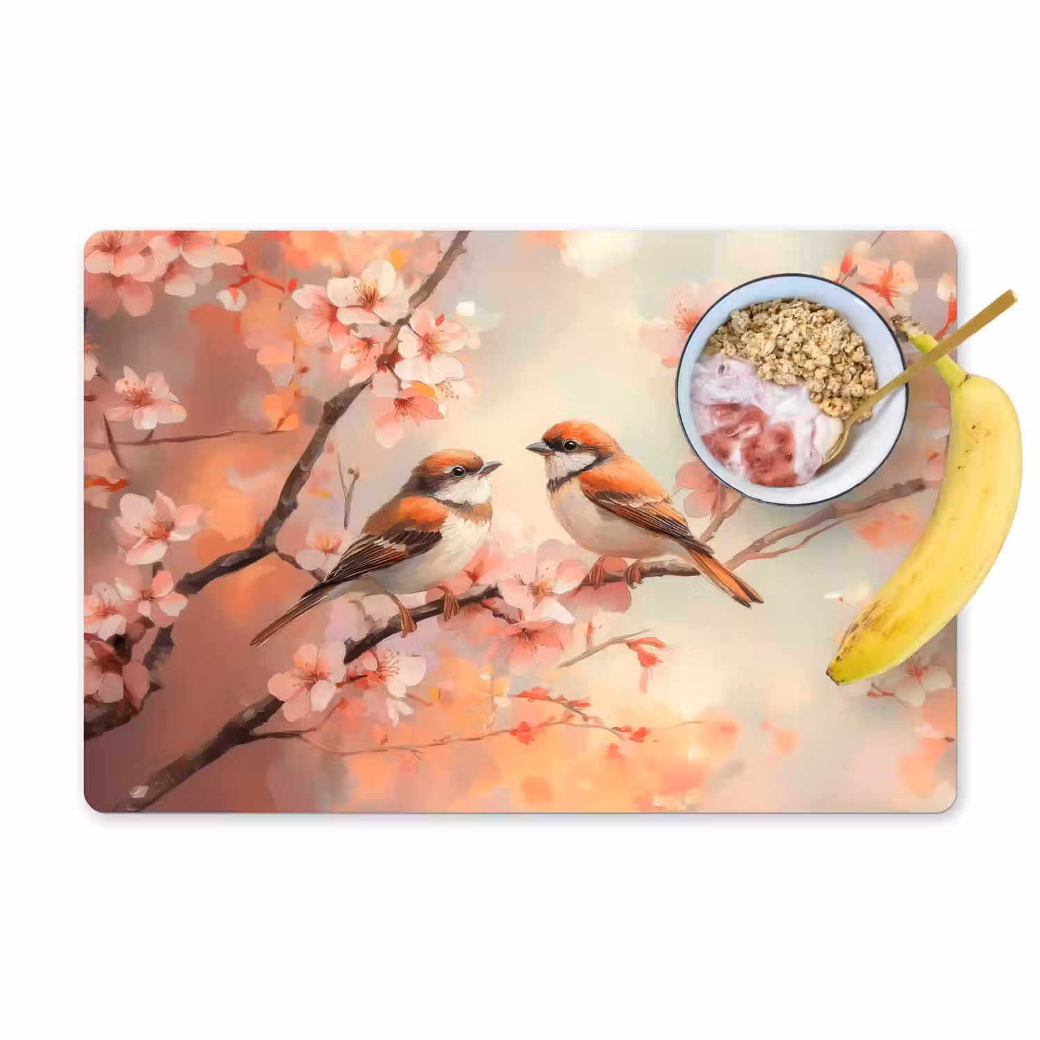 Vogels - Romantic - Bloesemtak Placemat vinyl groot -zzzproduct_Kitchenyeah-website