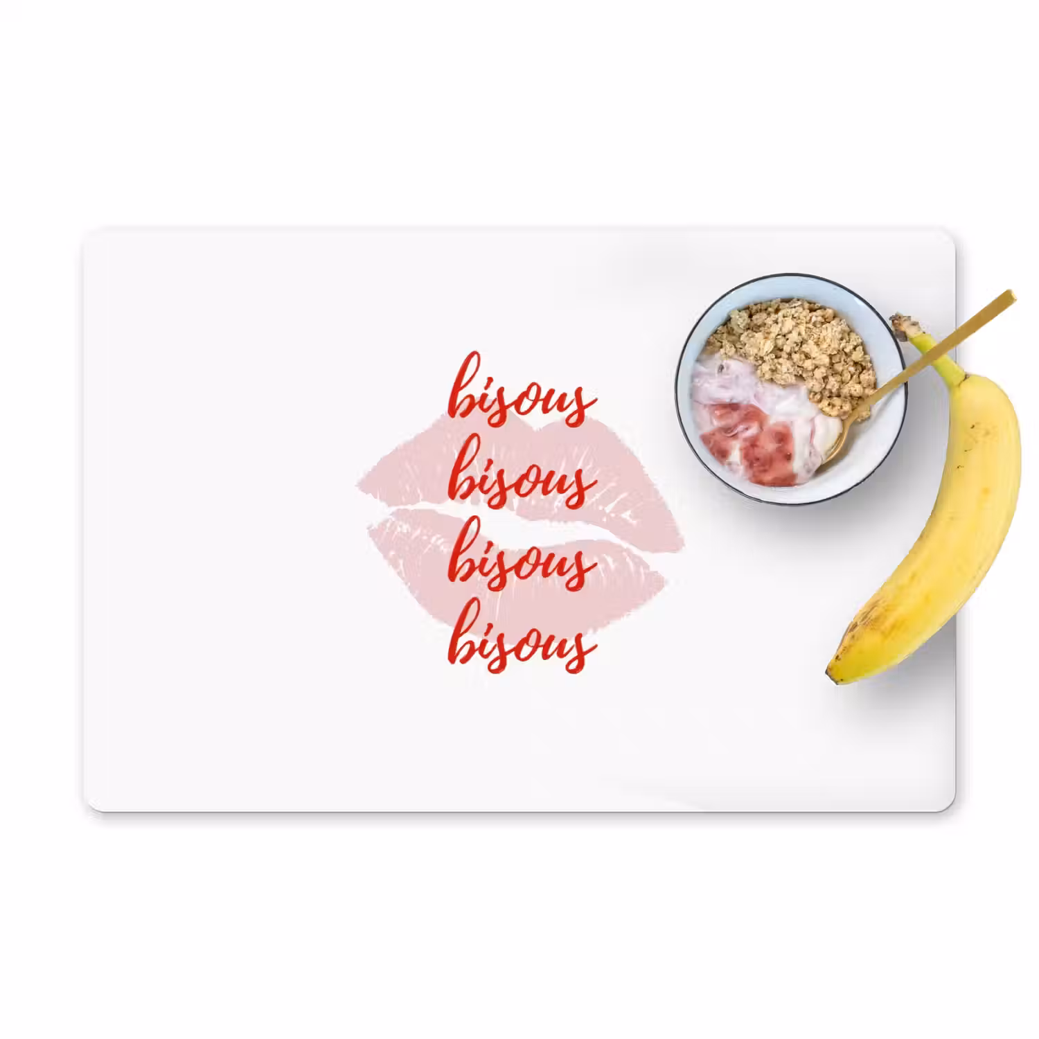 Bisous - Lip - Wit - Rood Placemat vinyl groot -zzzproduct_Kitchenyeah-website