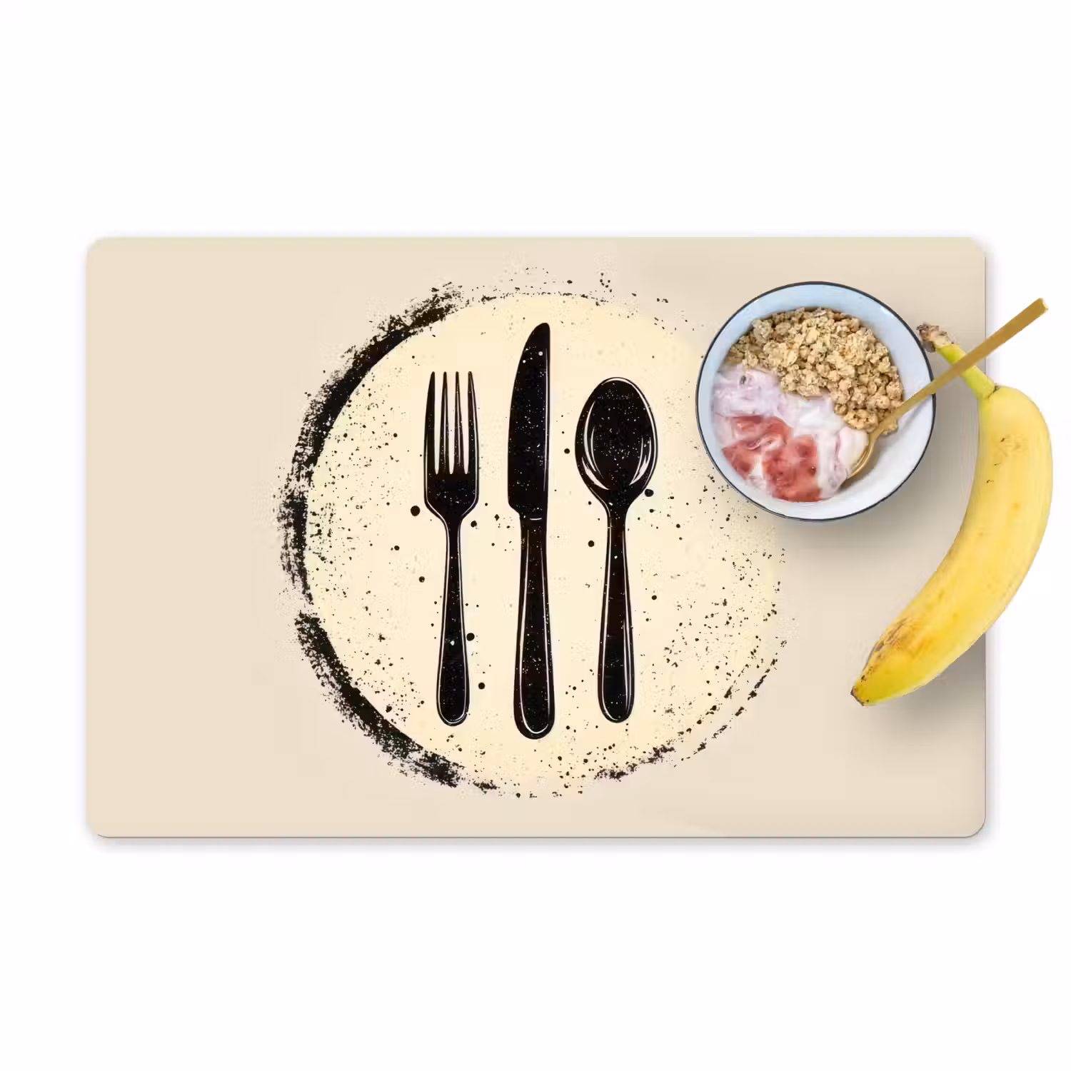 Zwart - Bestek - Rondje Placemat vinyl groot -zzzproduct_Kitchenyeah-website