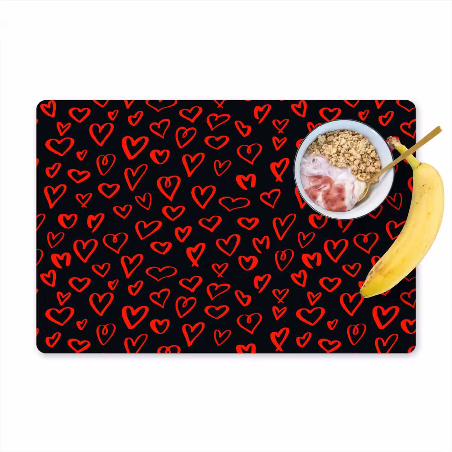 Zwart - Harten - Rood Placemat vinyl groot 368 -zzzproduct_Kitchenyeah-website