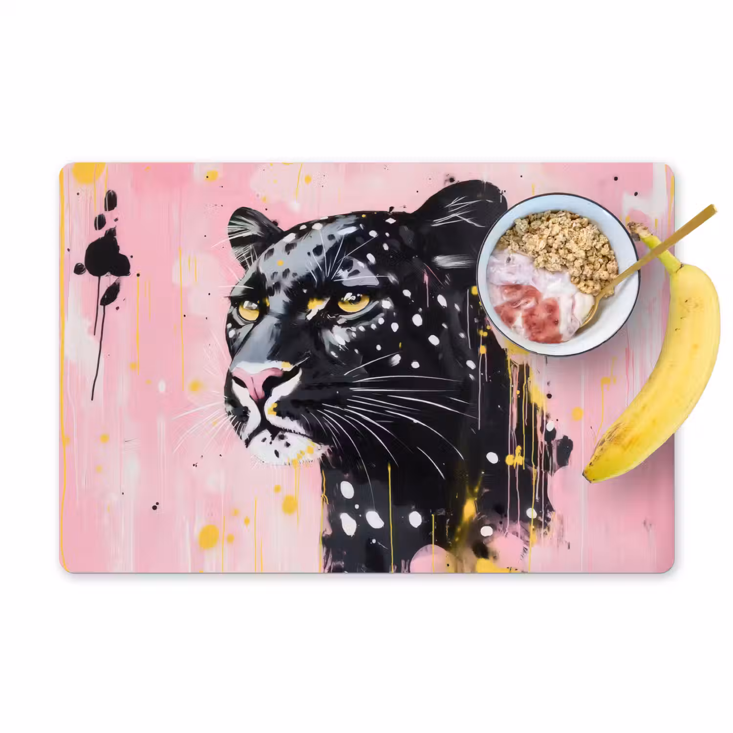 Zwart - Panter - Roze - Abstract Placemat vinyl groot -zzzproduct_Kitchenyeah-website