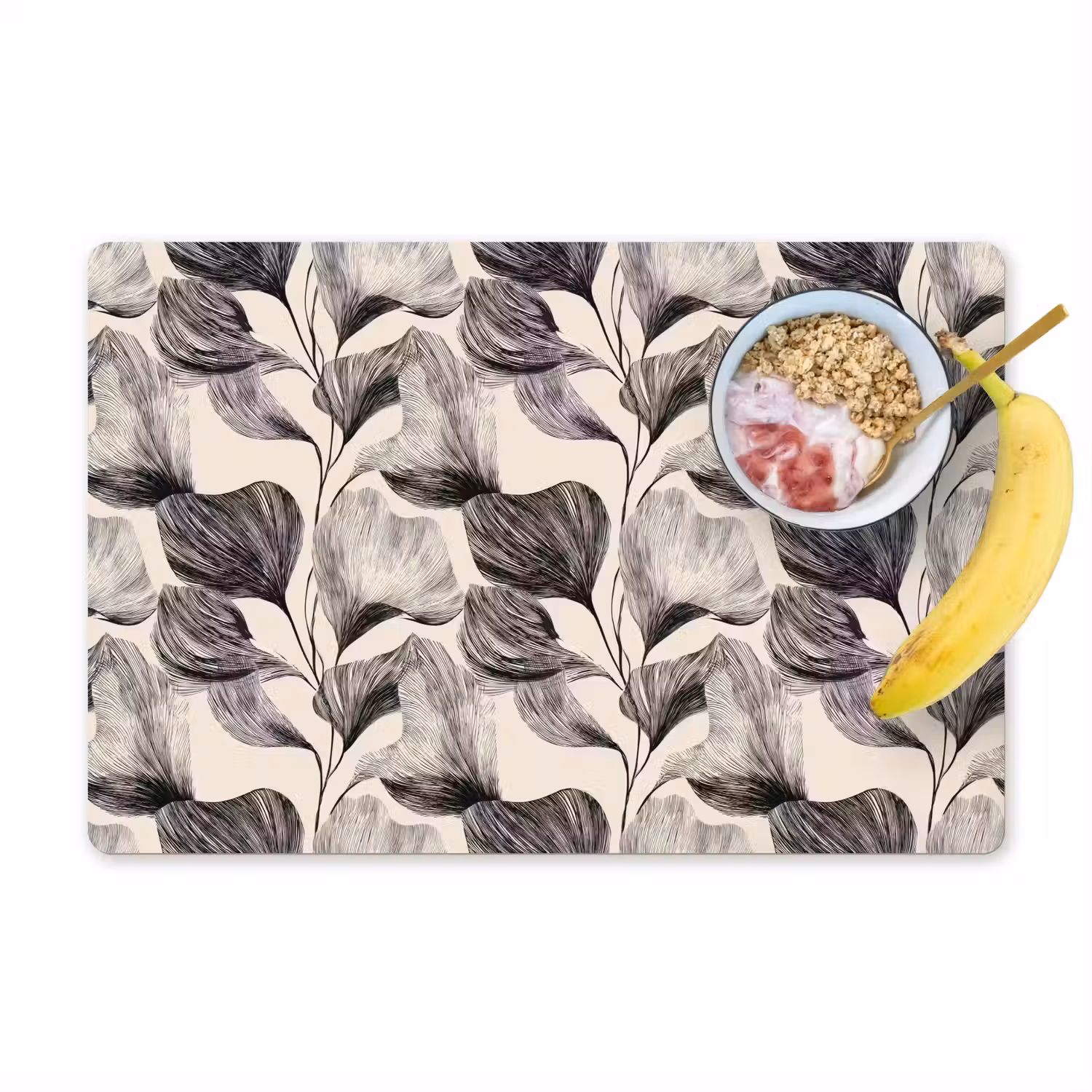 Botanisch - Bladeren - Zwart Placemat vinyl groot 368 -zzzproduct_Kitchenyeah-website