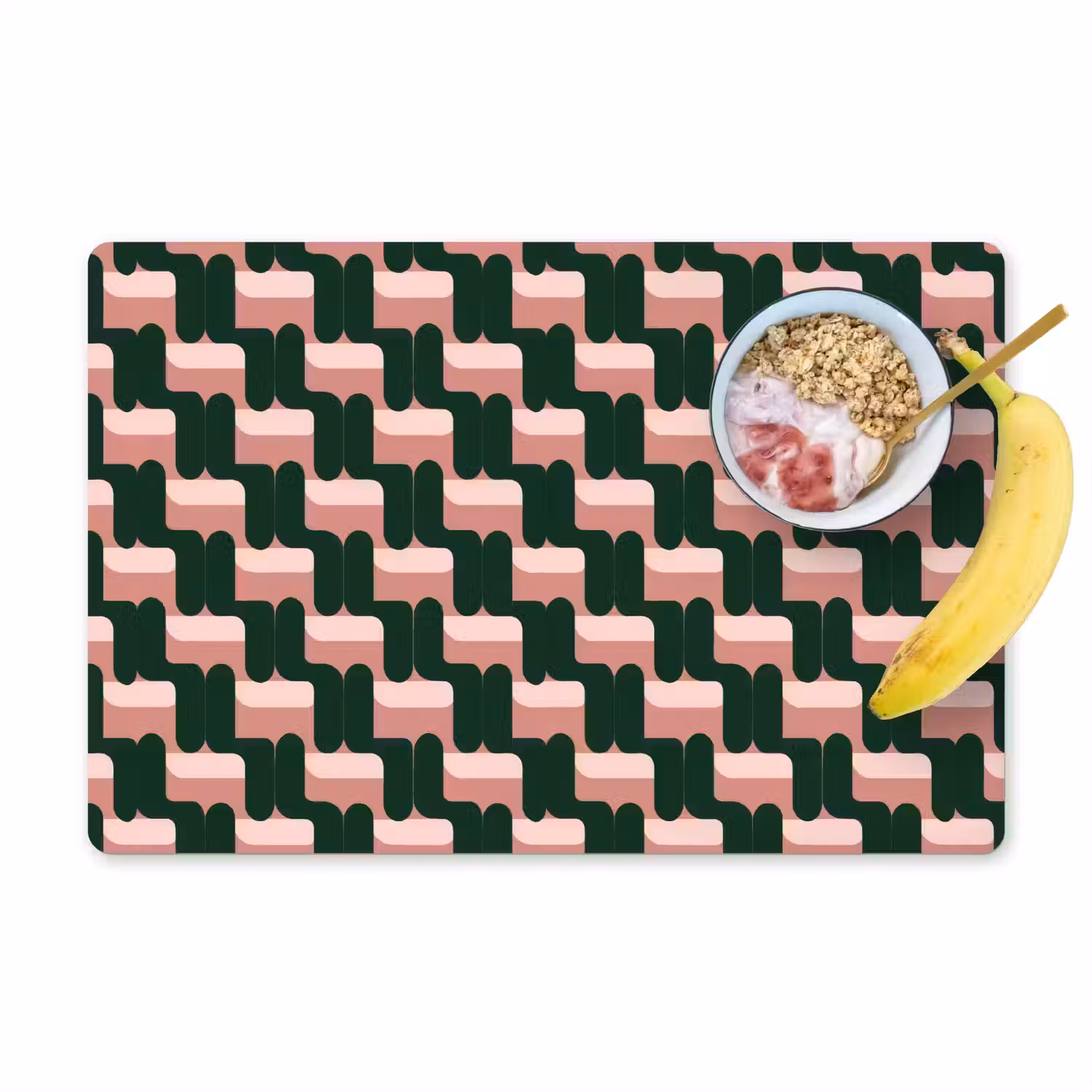 Vlechtpatroon - Groen - Roze - Geometrisch Placemat vinyl groot 368 -zzzproduct_Kitchenyeah-website