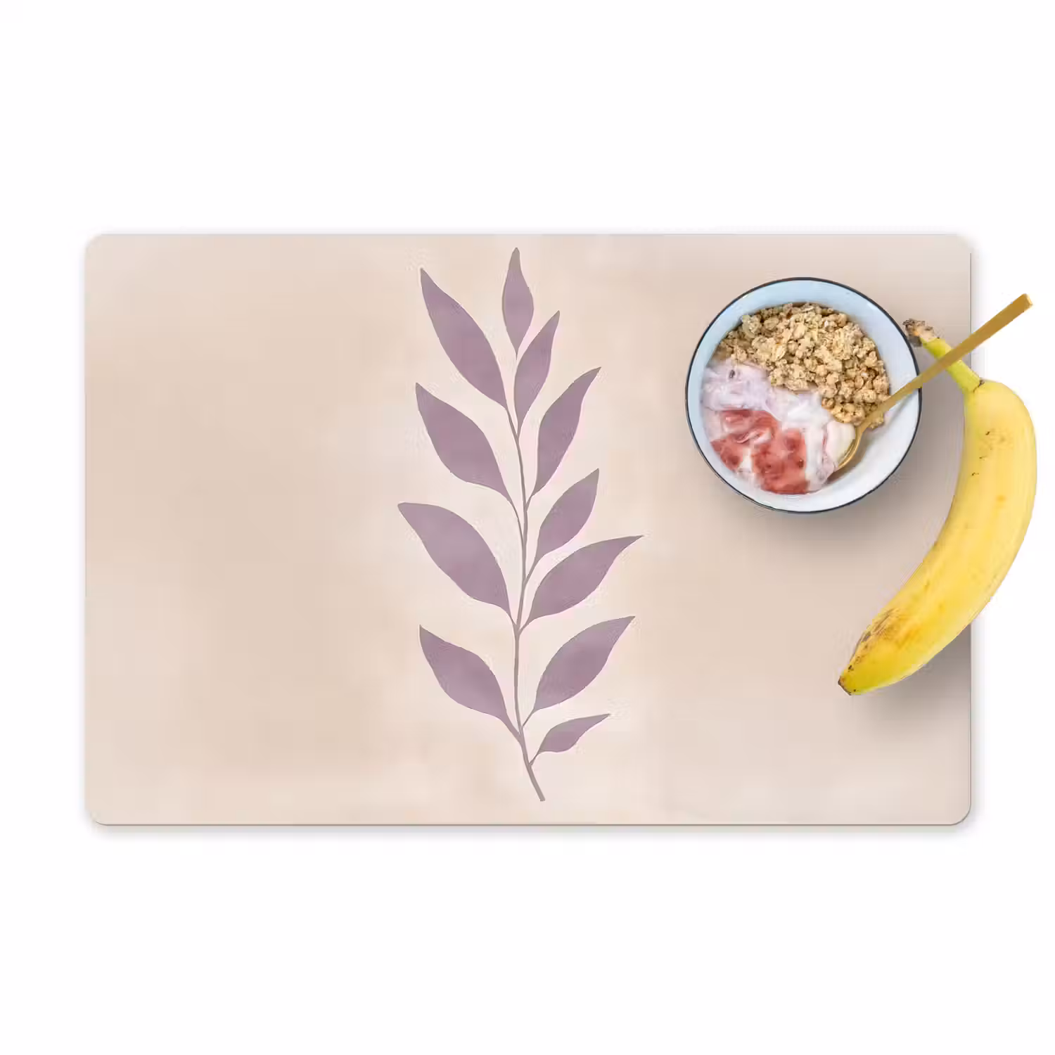 Tak - Bladeren - Minimalistisch - Beige Placemat vinyl groot -zzzproduct_Kitchenyeah-website