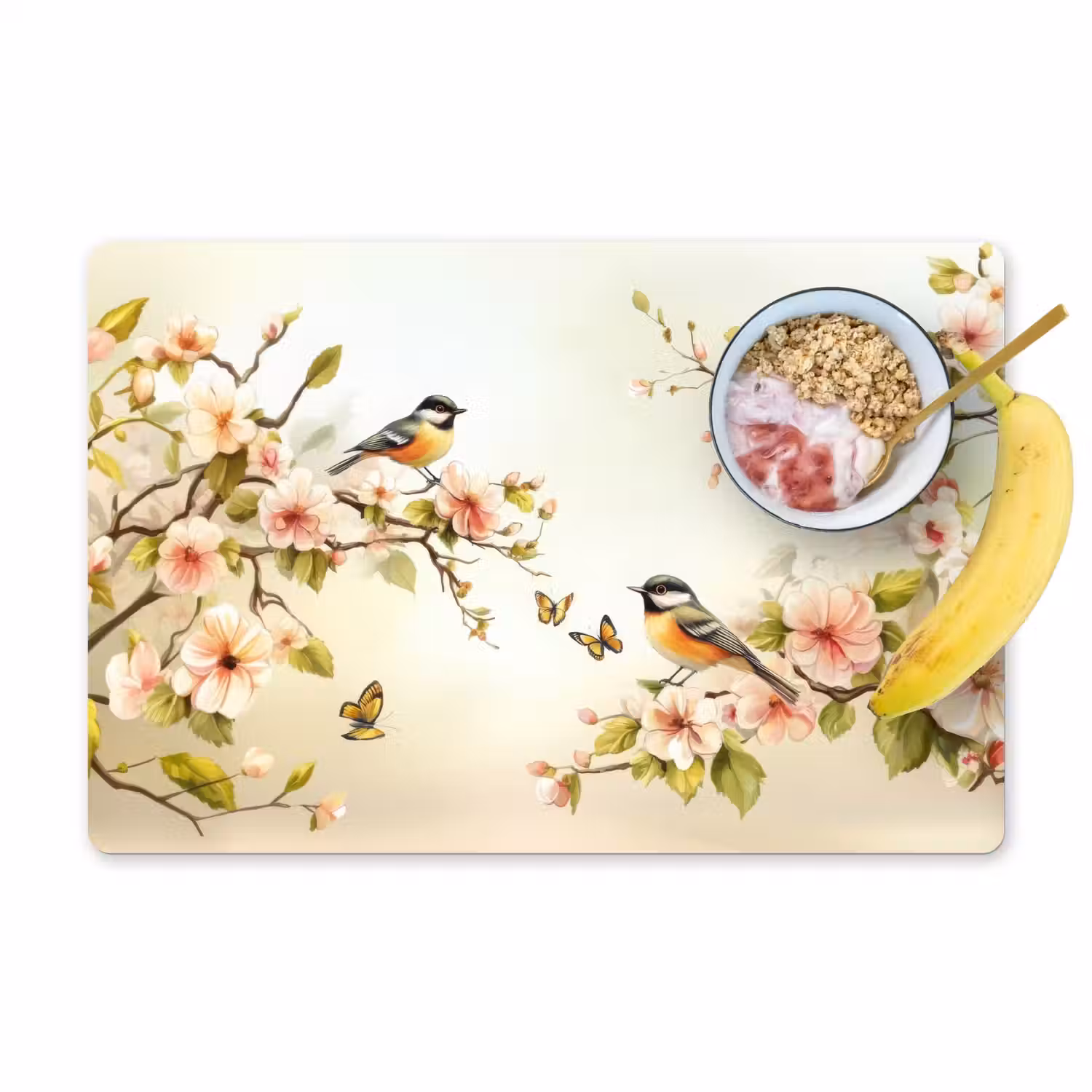 Takken - Bloemen - Vogeltjes - Roze Placemat vinyl groot -zzzproduct_Kitchenyeah-website