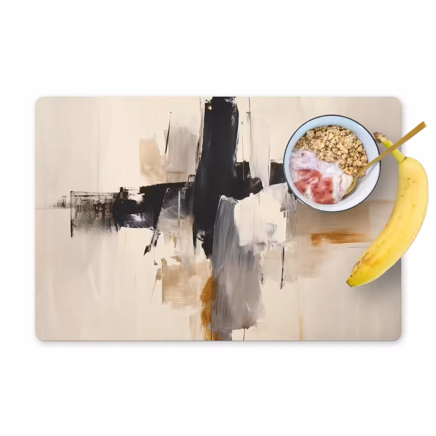 Penseelstreken - Ruw - Abstract - Beige Placemat vinyl groot -zzzproduct_Kitchenyeah-website